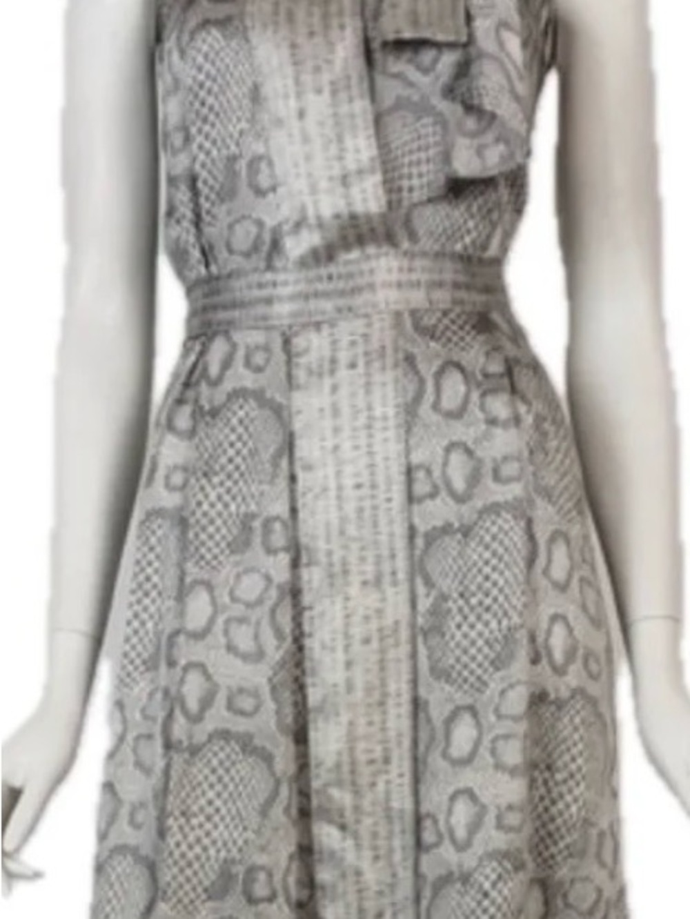 ANTONIO MELANI Gray Patterned Sleeveless Midi Dress